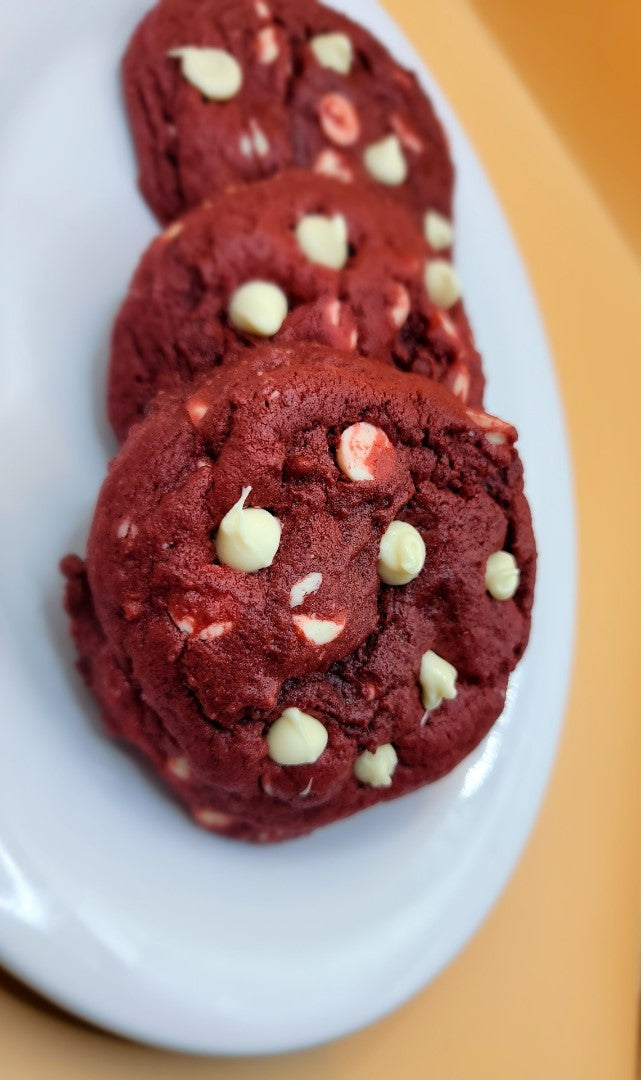 Red Velvet White Chocolate Chip Cookies