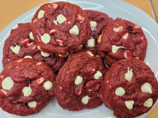 Red Velvet White Chocolate Chip Cookies